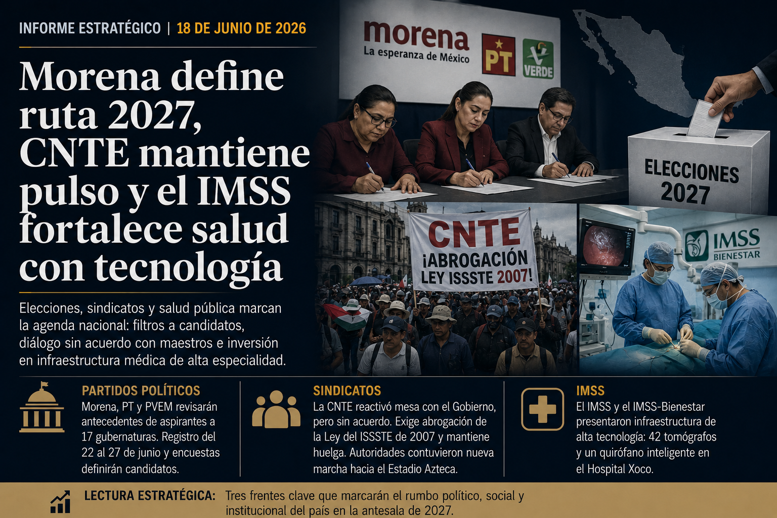 Morena prende la maquinaria de 2027, la CNTE mantiene el pulso y el IMSS muestra músculo tecnológico